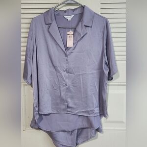 Danskin Pier Mist Lavender  2 Piece Pajama Shirt Shorts Loungewear Sleepwear XL